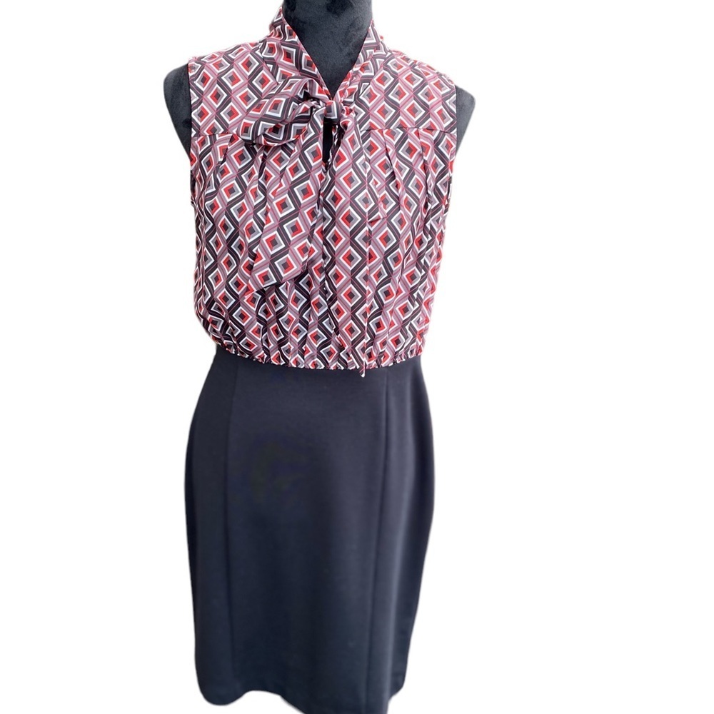 Banana Republic Career Wear Neck P-Bow Geometric Sleeveless Dress Closet Staple
